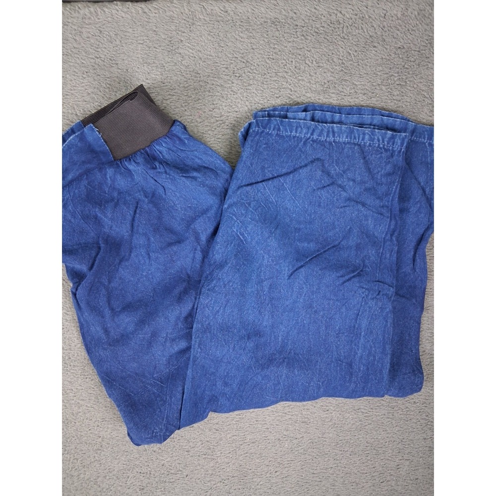 Studio West Pull On Pants Womens PM Ocean Blue Wide Leg Comfort Mineral Wash